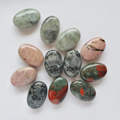 Mini Oval Palm Pocket African Bloodstone Healing Crystal Massage Spa Energy Stone, Crystals and Healing Stones