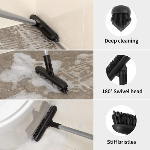 MR.SIGA Heavy Duty Grout Scrub Brush with Long Handle, Tile Scrub Brush for Cleaning