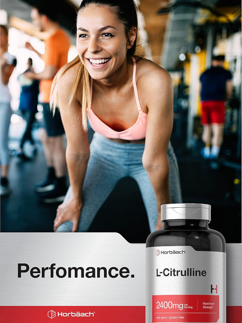 Horbaeach L Citrulline Capsules 2400mg, 180 Count, Maximum Strength Free Form Amino Acid, Non-GMO, Gluten Free
