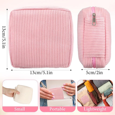 JIEYAO 2Pcs Corduroy Sanitary Napkin Storage Bag, Portable Period Bag for Women, Cute Period Pouch Soft Menstrual Cup