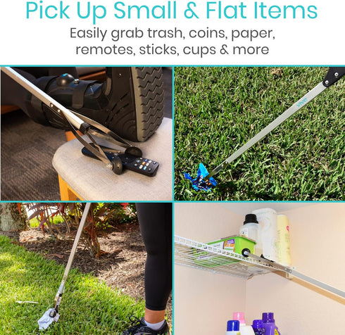Vive 32" Suction Cup Grabber Reacher (2 Pack) - Heavy Duty Pickup Tool for Seniors - Extra Long Handle & Claw