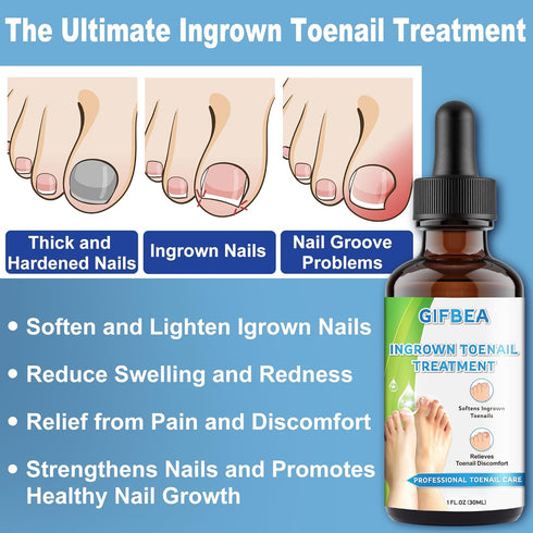 Ingrown Toenail Treatment Kit, Drops Reliever & Softener with Double-Sided Pedicure Tool for Men and Women