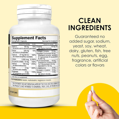 MASON NATURAL Ultra Collagen Capsules, 100 Count, 100% Pure Hydrolyzed Supplement for Healthy Skin, Hair, Nails & Joints
