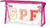 Preppy Patch SPF Clear Cosmetic Bag, Waterproof PVC Toiletry Bag for Beach Pool, Multi-Function Zippered Pouch