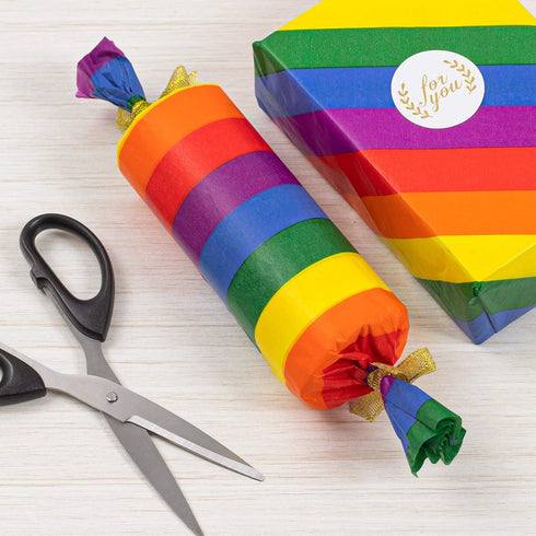 Whaline 100 Sheet Rainbow Tissue Paper Crepe Paper for Colorful Gift Wrapping, DIY Art Craft, and Party Bags