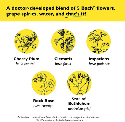 Bach RESCUE REMEDY Dropper 20mL - Natural Stress Relief, Homeopathic Flower Essence