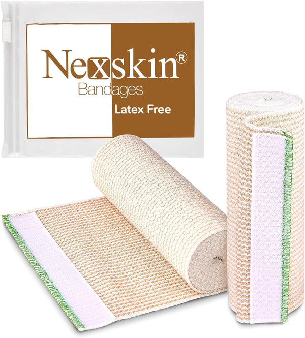 Premium Elastic Bandage Wrap - 6” Wide, 2 Pack, Latex Free Athletic/Medical Compression Bandages