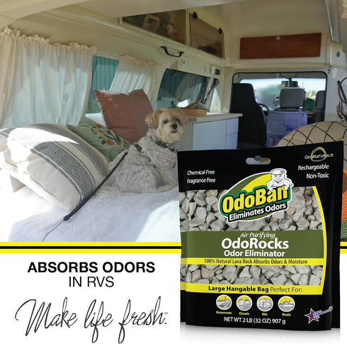 OdoBan Natural Odor Eliminator OdoRocks Made from Volcanic Rocks, 2 Pound Bag, Fragrance Free
