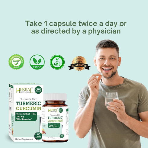 Turmeric Supplement Hrx- Immune Supplement, Metabolism Booster Joint Support Supplement with Turmeric Curcumin, Boswellia, Curcuma & Black Pepper Extract - 60 Capsules
