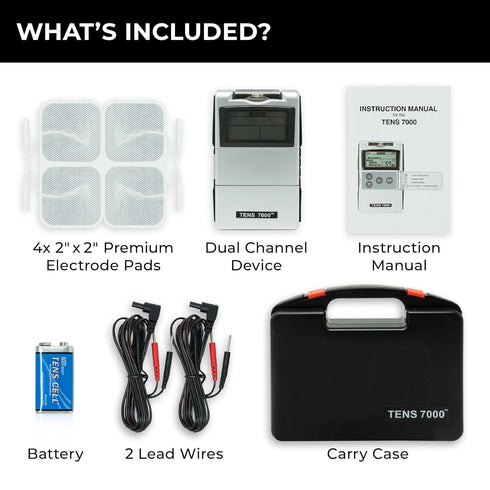 TENS 7000 Digital Muscle Stimulator Unit with Accessories for Back, Shoulder, Neck, Sciatica, Nerve, and Hip Pain Relief
