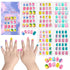 SIUSIO 120 Pcs Children Acrylic Fake Nails, Press on Pre-glue Full Cover Glitter Gradient Color, Kids Set