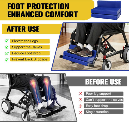 JZHLLA Adjustable Wheelchair Footrest High Density Foam Wheelchair Leg Rest Waterproof PU Leather Wheelchair Foot
