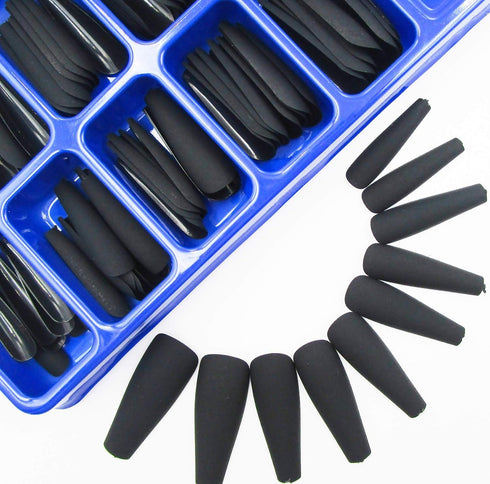 LoveOurHome 100pc Coffin Press on Nails, Medium Ballerina Acrylic Fake Nails, Matte Black Full Cover Nail Tips for Women