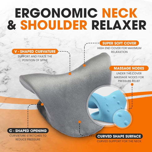 Cheer Collection Neck and Shoulder Relaxer - Washable Cover Neck Stretcher Pillow for Pain Relief, Gray