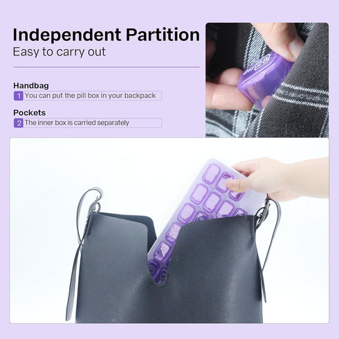 UHZBTEC 31 Monthly compartments Pill Organizer Day Pill Organizer for Medicine Vitamin Holder Container (Purple)