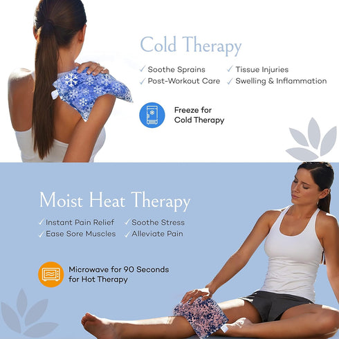 SacksyThyme Microwave Heating Pad for Pain Relief, Flaxseed & Cherry Pit Herbal Heating Pad, Indigo