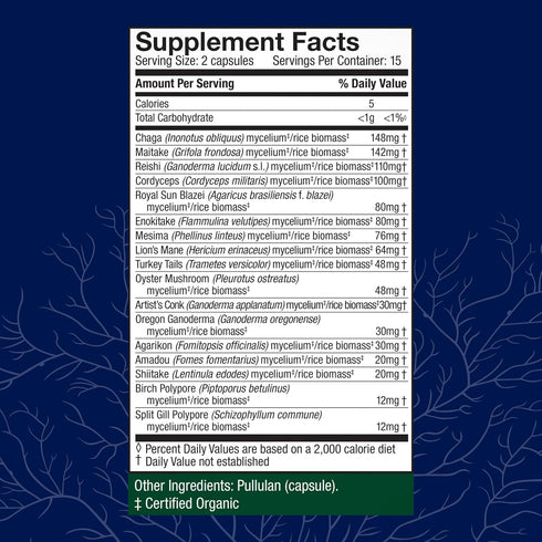 Host Defense MyCommunity Capsules - 17 Species Blend Mushroom Supplement for Immune Support - Herbal Aid with Lion's Mane, Reishi, Chaga, Cordyceps, Turkey Tail & More - 30 Capsules (15 Servings)*