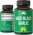 Peak Performance Aged Black Garlic Capsules - Raw Vegan Pure Odorless Extract Supplement for Cholesterol Support