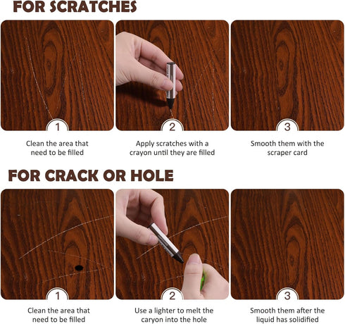 Wood Filler Sticks, 8 Colors Wax Filler Sticks for Scratches, Furniture Scratch Repair Kit