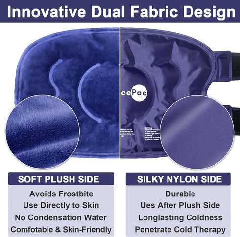 XXL Ice Pack Wrap for Knee After Surgery, Reusable Gel Large Ice Pack for Pain Relief, Swelling, 2 Pack Blue