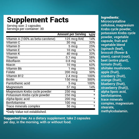 Dr. Berg Whole Food Multivitamin - Daily Multivitamin for Men & Women with Whole Food Fruits & Vegetables, 60 Caps
