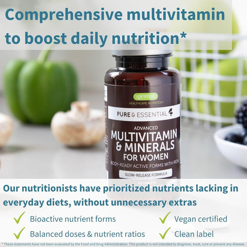 Igennus High Potency Methylated Multivitamin for Women, Non-GMO & Halal, 180 Tablets with Active B-Vitamins