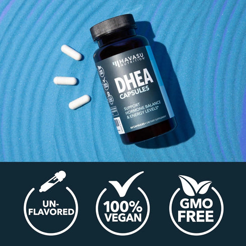 DHEA Supplement for Women and Men | 60 Non-GMO, Vegan Capsules | 50mg | Supports Balanced Hormone Levels