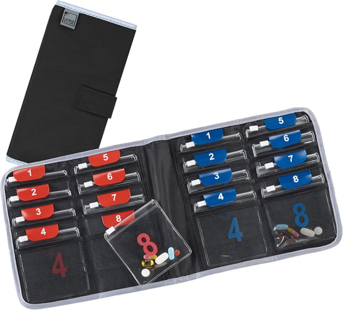 Lewis N. Clark Travel Pill Organizer, Black, 16 Slot Slimline Pouch for Vitamins & Medication