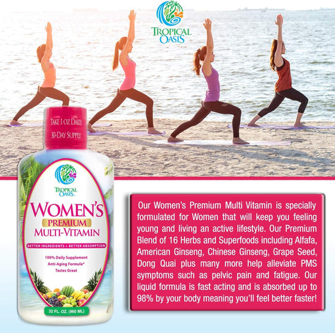 Premium Liquid Multivitamin for Women | Sugar Free | 100+ Vitamins, Minerals & Herbs for Anti-Aging, Heart, Brain &
