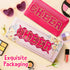 Y1tvei CHEER Large Cosmetic Bag, Preppy Patch Hot Pink Chenille Letter Makeup Bag, Portable Toiletry Pouch for