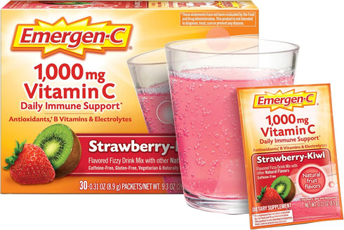 Emergen-C 1000mg Vitamin C Powder with Antioxidants, B Vitamins, Electrolytes, Strawberry Kiwi Flavor - 30 Count