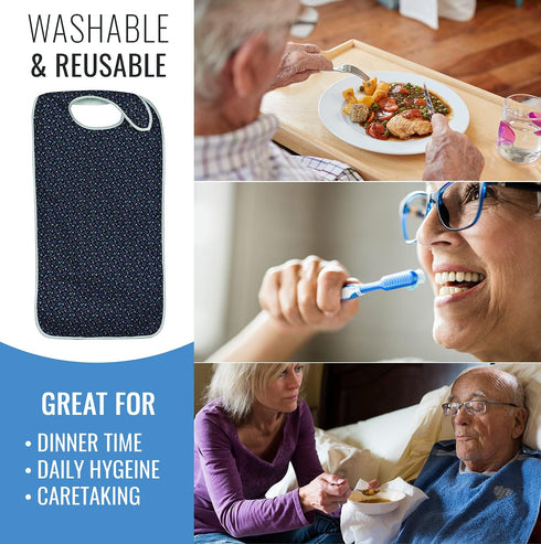 Duro-Med Mealtime Protector, Fancy Print, Navy