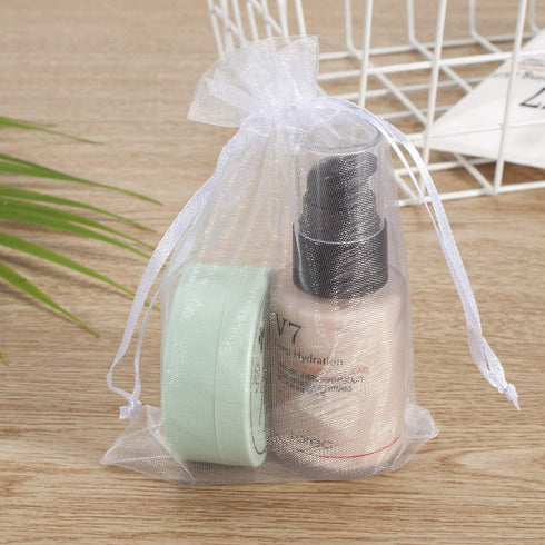 100pcs White Organza Bags 2x3 inch, Sheer Drawstring Gift Bags for Wedding Party Christmas Favors