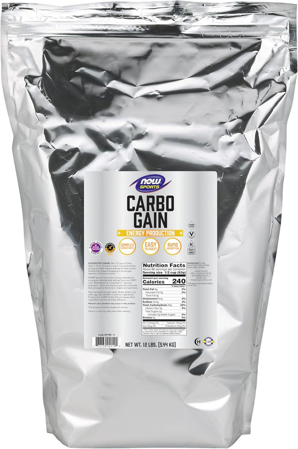 NOW Foods Sports Nutrition Carbo Gain Powder (Maltodextrin), 12-Pound