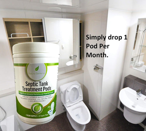 Natural Elements Septic Tank Treatment Pods - 1-Year Supply, Pack of 12, Eco-Friendly Bacteria & Enzymes