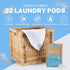 Free And Clear Eco Friendly Laundry Detergent Pods, 32 Pacs, Powerful Stain and Odor Removal, Biodegradable
