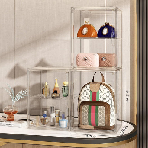 Makeup Storage Organizer, 3 Packs Acrylic Cosmetic Display Case with Division Board for Bathroom Countertop