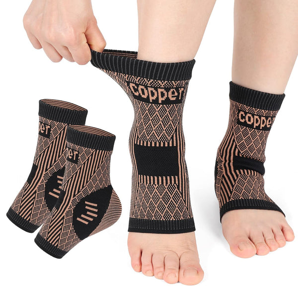 Copper Infused Ankle Brace, Compression Socks for Men and Women, Foot Support Wraps for Achilles Tendon and Plantar