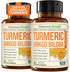 Turmeric Curcumin & Ginkgo Biloba Supplements with Bioperine Black Pepper, Vegan Joint Support Supplement, 2 Pack