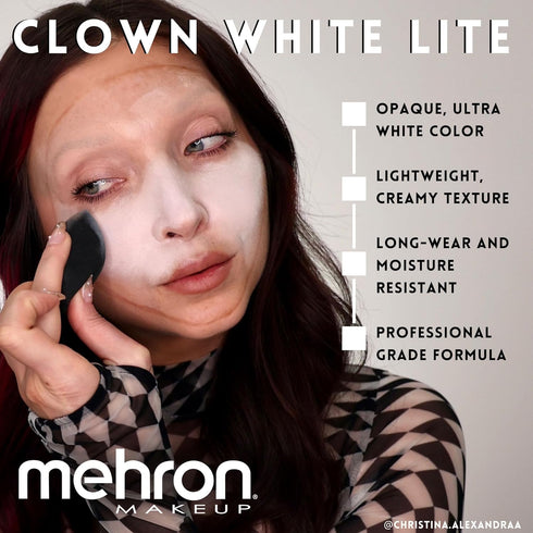 Mehron Makeup Clown White Lite, Professional Face Paint & Body Paint, White Cream Makeup for Clown, Stage, Halloween (7