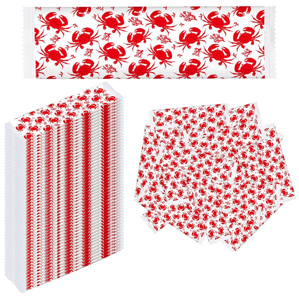 Siifert 250 Pcs Crab Wet Wipes Bulk Barbecue Hand Wipes Individually Disposable Cleaning