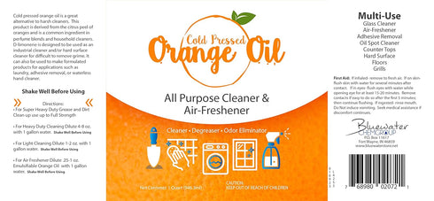 Premium Cold Pressed Orange Oil Concentrate - 32 oz (D-Limonene) - All-Natural Citrus Cleaner and Degreaser