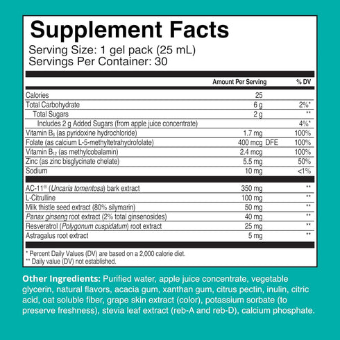 Healthycell Telomere Length Anti Aging Supplement with Cats Claw for DNA Repair, 30 Gel Packs