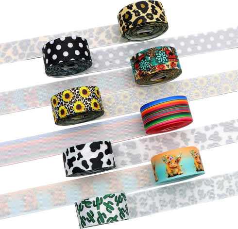 David Accessories Leaves Grosgrain Ribbon Tape, 1" Wide x 40 Yards, 8 Rolls of 5 Yards for DIY Hair Bow, Wedding, Party