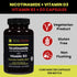Nicotinamide Non-Flushing Vitamin B3 and D3 Supplement, Vegetarian and Gluten-Free, 60 Capsules, 500mg