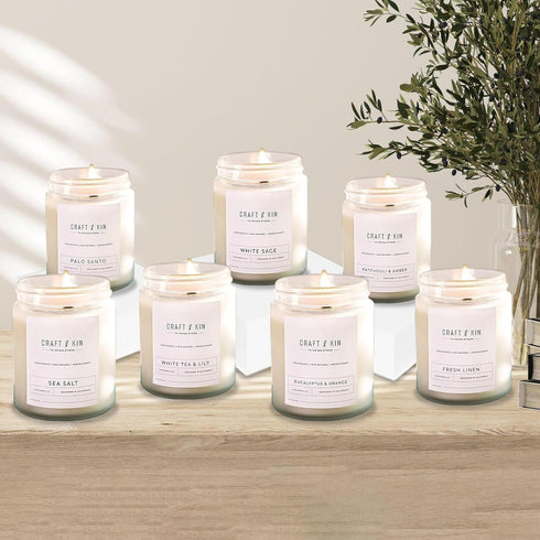 Craft & Kin Patchouli & Amber Scented Candle | 8 Oz, 45 Hour Long Lasting Classic Soy Spring Scented Candles