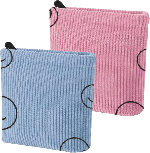 Teircno 2 PCS Corduroy Period Bag for women, Cute Sanitary Napkin Storage Bag