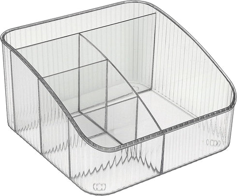 JessLab Makeup Organizer, Transparent PET Skincare Organizer with 5-Compartment Cosmetic Storage for Desk, Bathroom