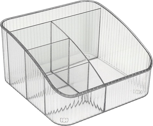 JessLab Makeup Organizer, Transparent PET Skincare Organizer with 5-Compartment Cosmetic Storage for Desk, Bathroom