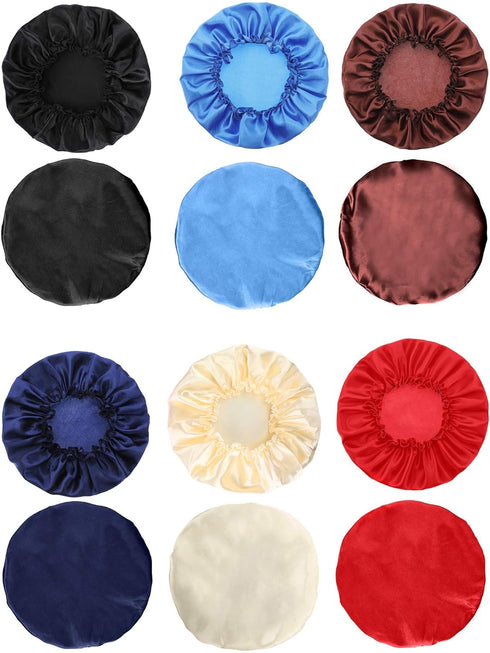 Syhood 6 Pieces Satin Bonnet Sleep Cap, Soft Elastic Night Hair Cover for Women in Red, Navy Blue, Dark Blue, and More